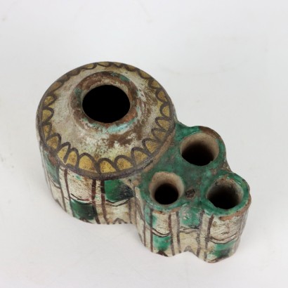 Glazed earthenware inkwell