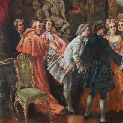 Tableau avec scène de genre, Le portrait de la reine, Tableau avec scène de genre