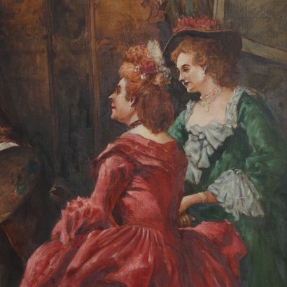 Tableau avec scène de genre, Le portrait de la reine, Tableau avec scène de genre