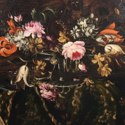 Still life painting with flowers and birds,Still life with flowers and birds