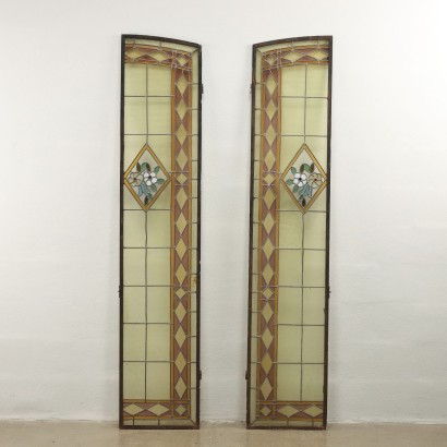 Pair of Liberty stained glass windows