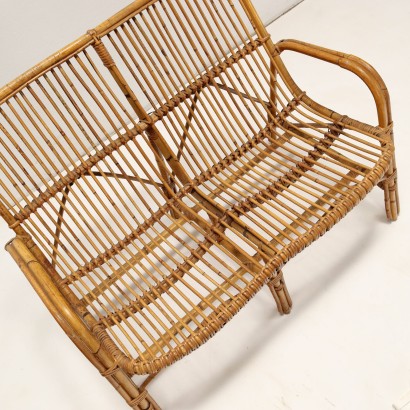 Canapé et paire de fauteuils, Trio de Sièges en Bambou des années 1950-1960