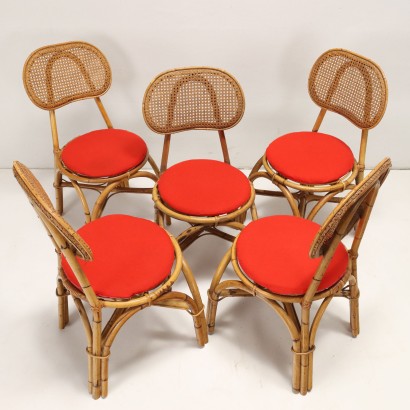 Ensemble de chaises en bambou des années 50-60