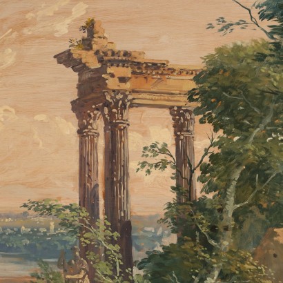 Pintura de Antonio Oberto,Paisaje con pastores y ruinas,Antonio Oberto,Antonio Oberto,Antonio Oberto,Antonio Oberto