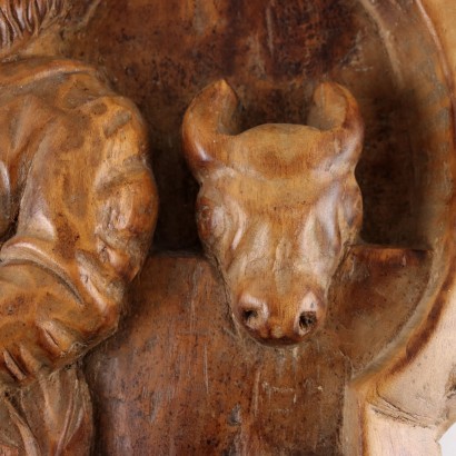 Pair of Carved Wooden Tiles