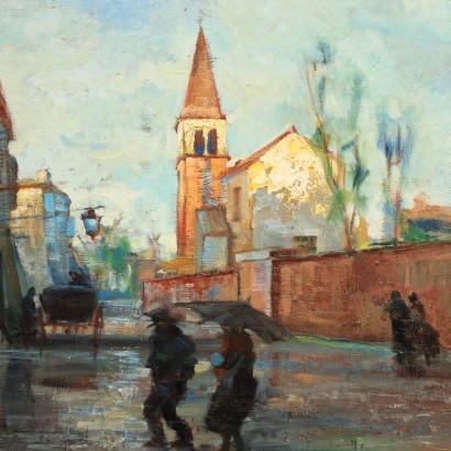 Peinture de Vittore Antonio Cargnel, Vue d'une ville avec des personnages, Vittore Antonio Cargnel, Vittore Antonio Cargnel, Vittore Antonio Cargnel, Vittore Antonio Cargnel