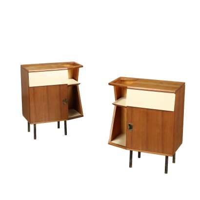 Vintage 1960s Bedside Tables Laminate Walnut Italy