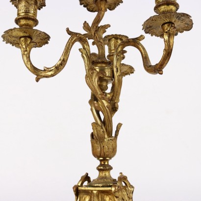 Triptych Gilt Bronze Clock in