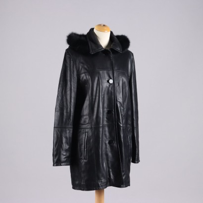 Manteau Cobipel Second Hand Taille 44 Cuir Noir Italie