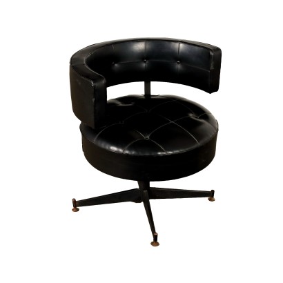 Fauteuil Pivotant Vintage en Simili Cuir et Métal Émaillé Années 60