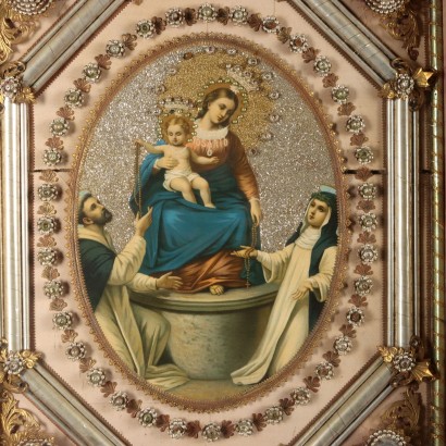 Cromolitografia Madonna del Rosario