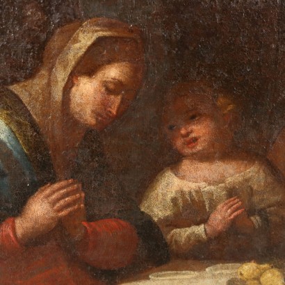 Dipinto con La Sacra Famiglia a Tavola