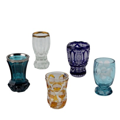 Groupe de 5 Verres Anciens en Verre Manifactures Differentes XX Siècle