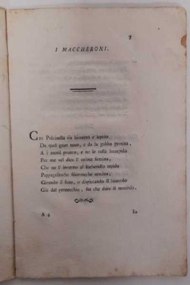 I Maccheroni Poemetto giocoso dedicato a