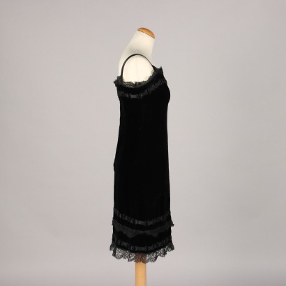 Vintage Schwarzes Samtkleid