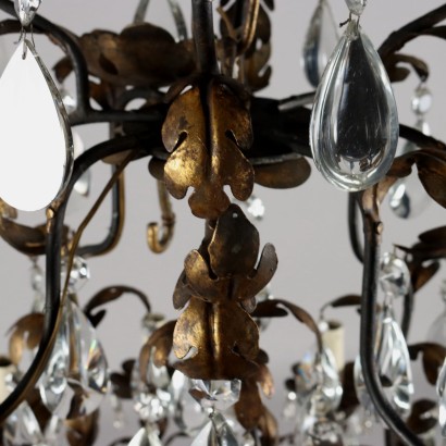 Sheet metal and glass chandelier