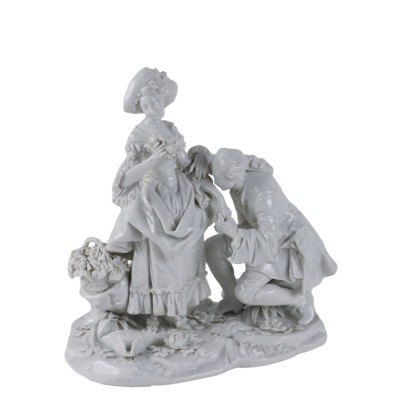 Groupe Sculptural en Porcelaine Blanche Ma