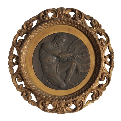 Vintage 1930s Plaque with Bas-Relief Bronze Italy