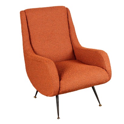 Fauteuil Vintage en Métal et Tissu Italie Années 50-60