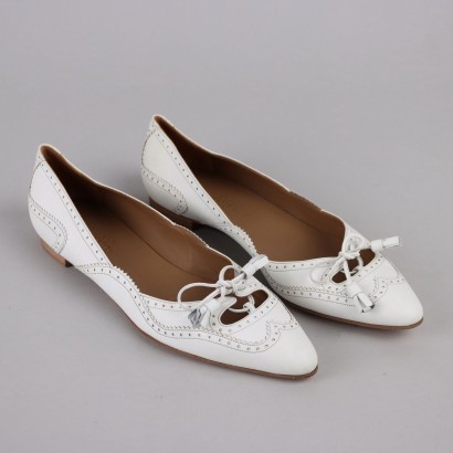 Hermes Ballerines En Cuir Blanc