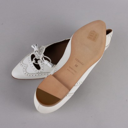 Hermes Ballerines En Cuir Blanc