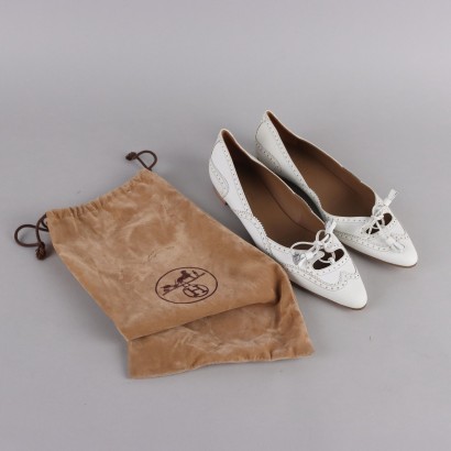 Hermes Ballerines En Cuir Blanc