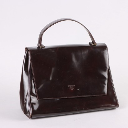 Sac Prada Vintage en Cuir Marron avec Poche Italie