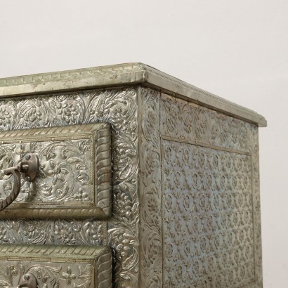 Cabinet Covered in Silver Metal, Cabinets Covered in Silver Metal