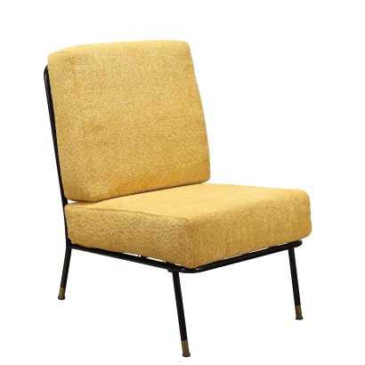 Fauteuil Vintage en Métal et Rembourrage Italie Années 1960