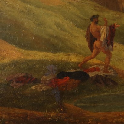 Tableau avec scène de nymphes et satyres, nymphes et satyres se baignant