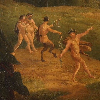 Tableau avec scène de nymphes et satyres, nymphes et satyres se baignant