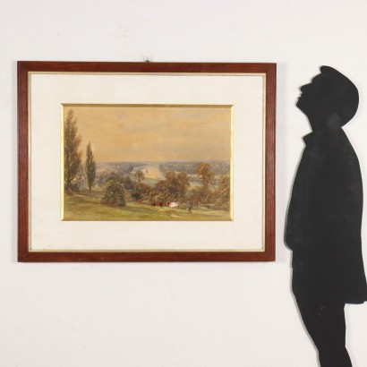 Painting by Henry Clifford Warren,River Landscape with Woodman Figures,Henry Clifford Warren,Henry Clifford Warren,Henry Clifford Warren,Henry Clifford Warren,Henry Clifford Warren