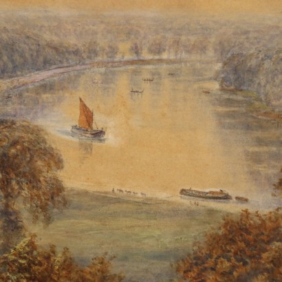 Painting by Henry Clifford Warren,River Landscape with Woodman Figures,Henry Clifford Warren,Henry Clifford Warren,Henry Clifford Warren,Henry Clifford Warren,Henry Clifford Warren