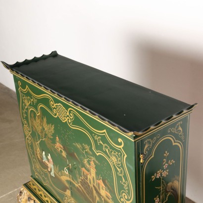 CONSOLA LACADA, Mueble bar estilo chinoiserie