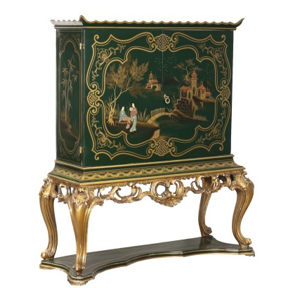 CONSOLA LACADA, Mueble bar estilo chinoiserie