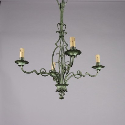 Lampadario Liberty in Ottone e Lamierino