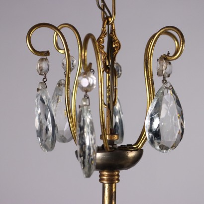 Chandelier, Brass and Crystal Chandelier