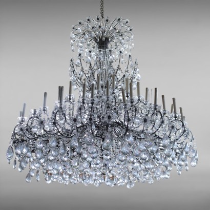 Lustre avec pampilles en cristal diam%2, Grand Lustre en Cristal