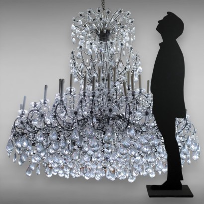 Lustre avec pampilles en cristal diam%2, Grand Lustre en Cristal