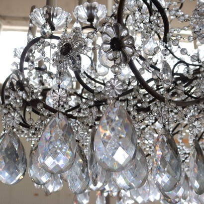 Lustre avec pampilles en cristal diam%2, Grand Lustre en Cristal