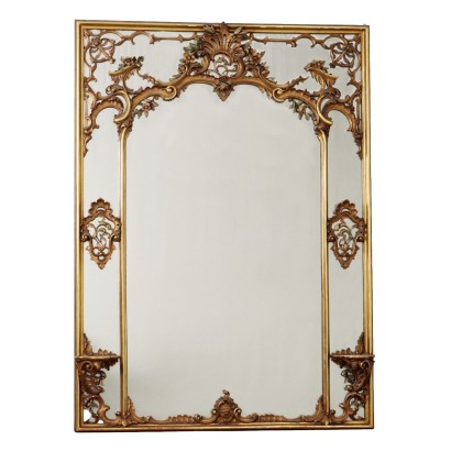 Miroir Ancien en Style Baroque Bois Italie XXe Siècle