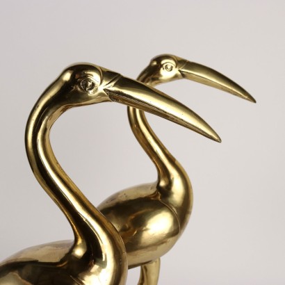 Pareja de Flamencos en Bronce Dorado