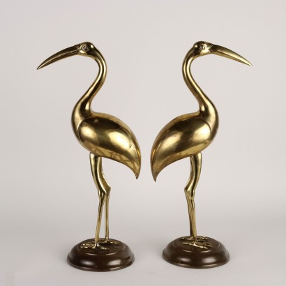 Pareja de Flamencos en Bronce Dorado