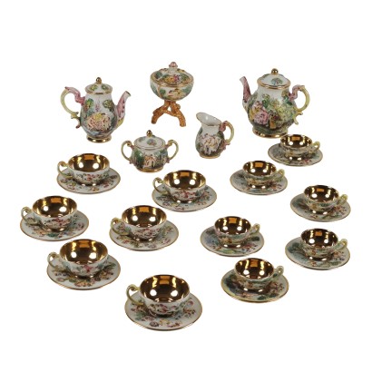 Antique Tea and Coffee Set Capodimonte's Ceramic XX Century