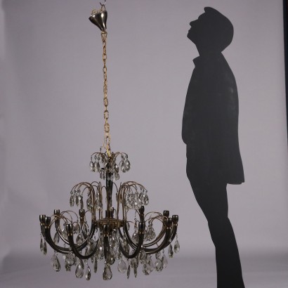 Brass and Crystal Chandelier