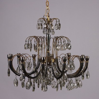 Lustre en laiton et cristal