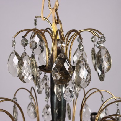 Lustre en laiton et cristal