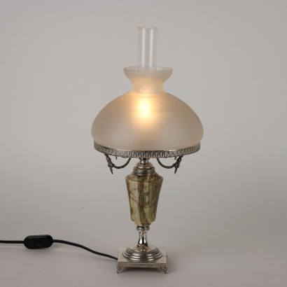 Vintage Tischlampe aus Silber und Onyx Italien der 60er Jahre