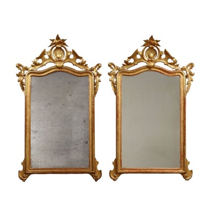 Pair of Antique Umbertine Mirrors Wood Italy XIX Century