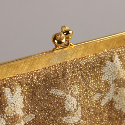 Vintage Gold Evening Bag with Embroidery